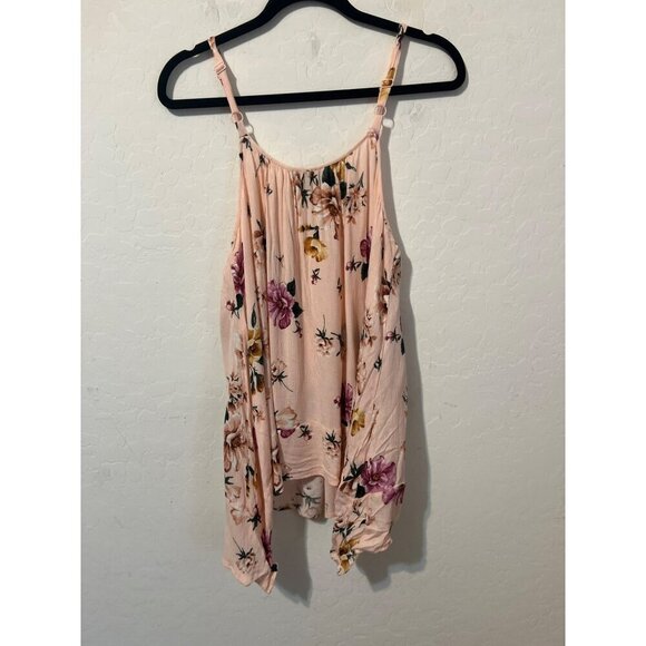 Torrid Sz 0 (US L 12) Blush Pink Lighweight Boho Floral Print Camisole Tank Top - Picture 6 of 7